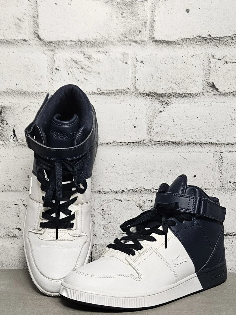 Lacoste Tramline Mid High Top Sneakers White Navy Mens 10.5